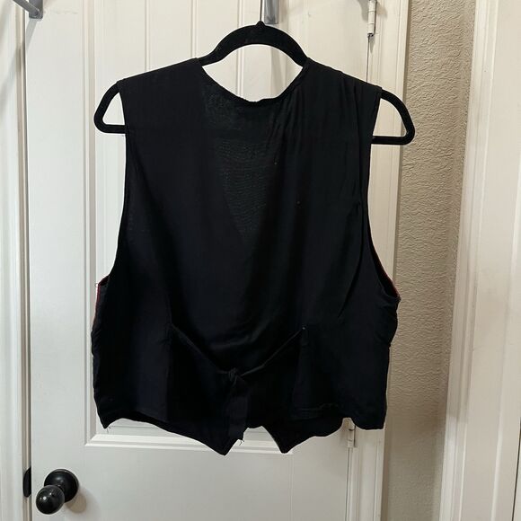 In Style Vtg Aztec Southwestern Western Sleeveless Vest Patchwork Red Black L - Picture 5 of 7